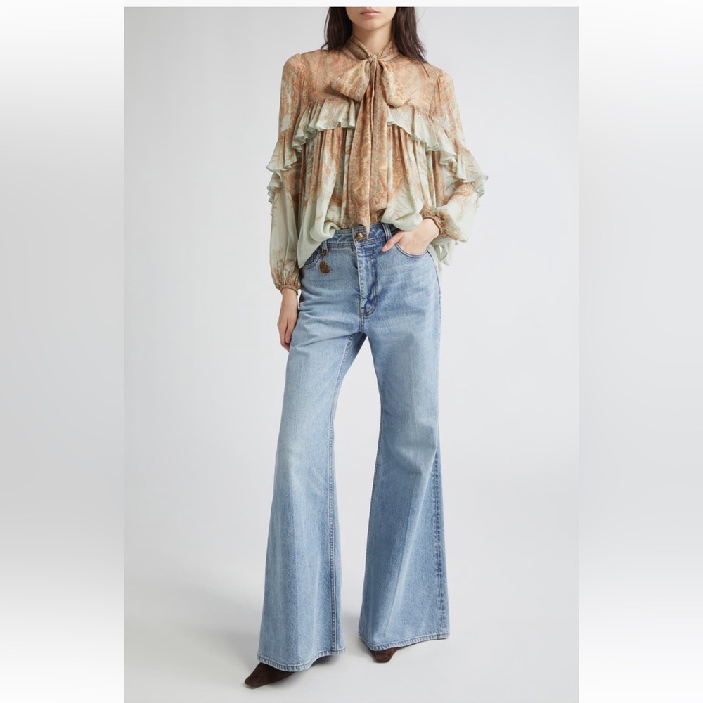 Final Price Zimmermann Memento Flutter Paisley  Bow Top In Mint Paisley Various